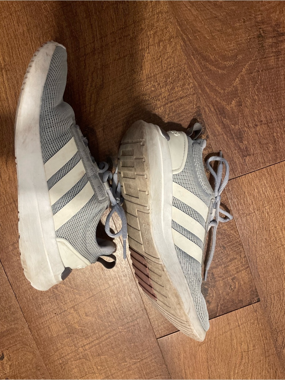 Adidas Gray and White Mesh Athletic Sneakers